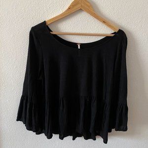 Free People Off the Shoulder Black Peplum Blouse